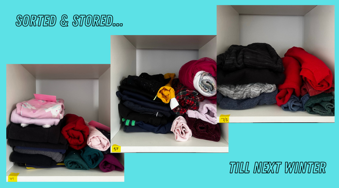 Winter clothing sorted by size