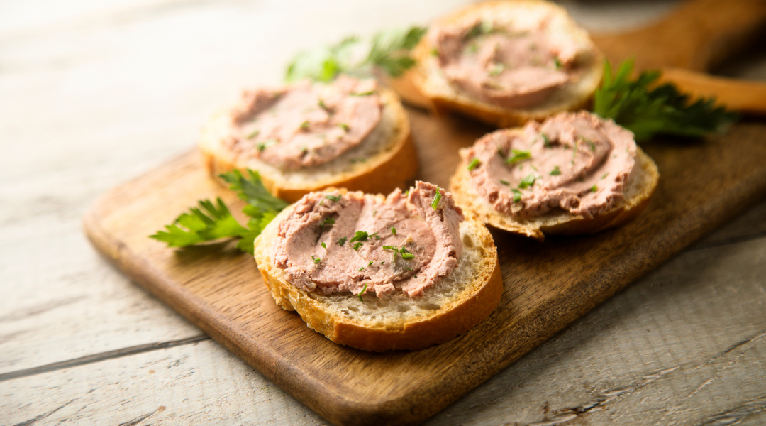 Pate on toasted baguette slices