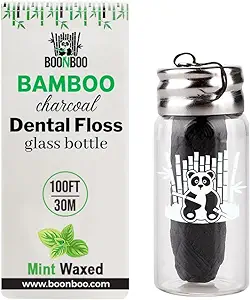 BOONBOO Dental Floss, Bamboo Charcoal Woven Thread, Mint
