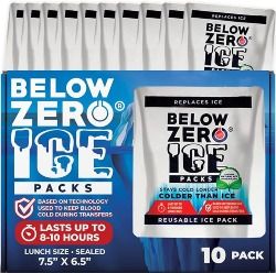 Below Zero Reusable Ice Packs for Lunch Box and Cooler Bags – Patent Pending Coldest and Longest Lasting Technology, 8+ Hour Cooling Ice Gel Pack - Size 7.5"x6.5"