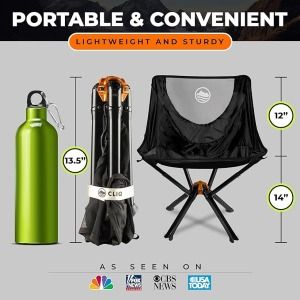 CLIQ Portable Chair - Lightweight Folding Chair for Camping - Supports 300 Lbs