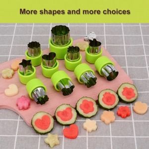 LENK Vegetable Cutter Shapes Set,Mini Pie,Fruit and Cookie Stamps Mold for Kids Baking and Food Supplement Tools Accessories Crafts for Kitchen,Green,9 Pcs