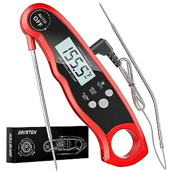 GAISTEN Digital Thermometer Oven Grilling Safe, Dual Probes Cooking Thermometer with Alarm Function Backlight for Meat, Food, Liquid, Smoking, Frying, Baking, BBQ