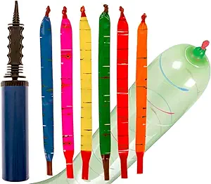 [100 Pack] Rocket Balloons Plus 1 Easy-To-Use Pump - Party Pack, No Need for A Refill - Watch Each Screaming Balloon Rocket to the Sky! By IMPRESA (Pump Color May Vary)
