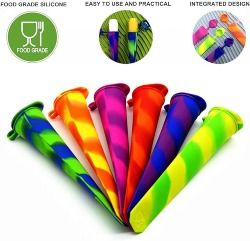 Helpcook Popsicle Molds,6 Pieces Silicone Ice Pop Molds,Drip Free Popsicle Maker for Kids,BPA Free Freezer Tubes with Lids,For Snacks,Popsicle,Yogurt Sticks,Juice,Ice Candy Pops
