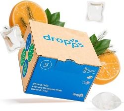 Dropps Stain & Odor Laundry Detergent | Clean & Crisp, 32 Pods | Low-Waste Packaging | Works In All Machines - High Efficiency (HE) Compatible | Powered by Natural Plant-Based Ingredients