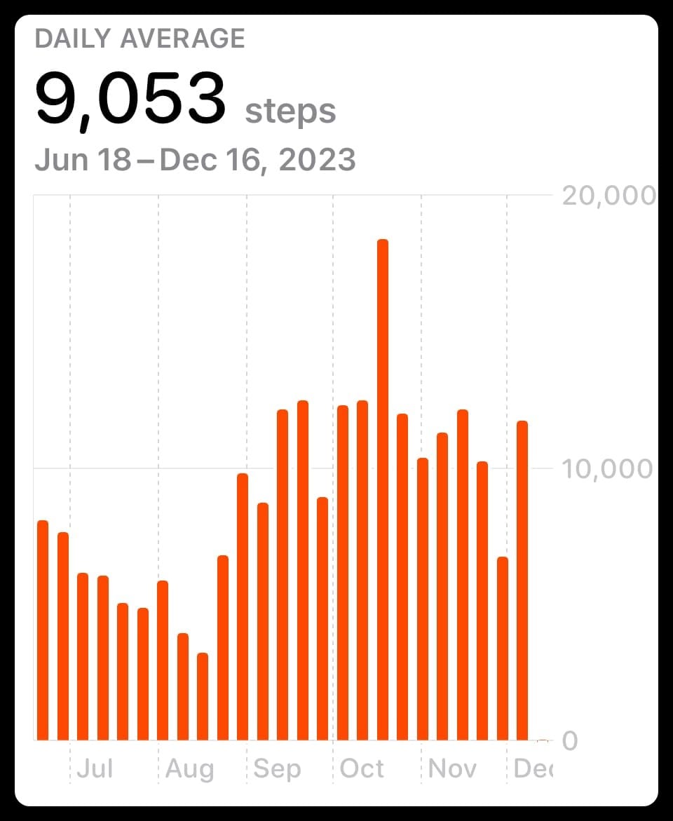 Daily step count over 6 months