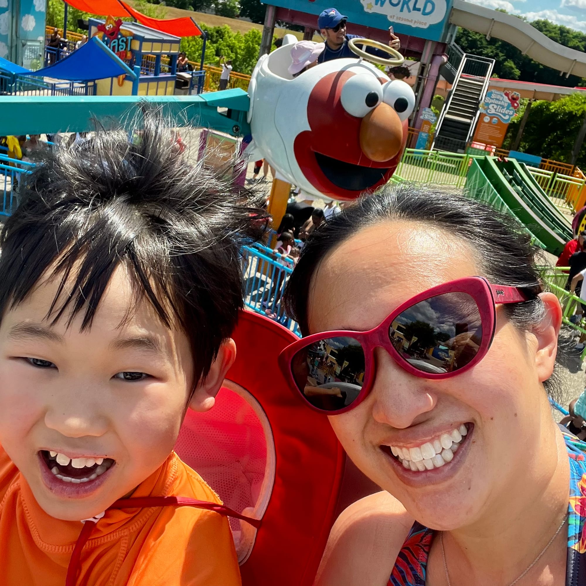 Soaring on Elmo's Flying Fish at Sesame Place