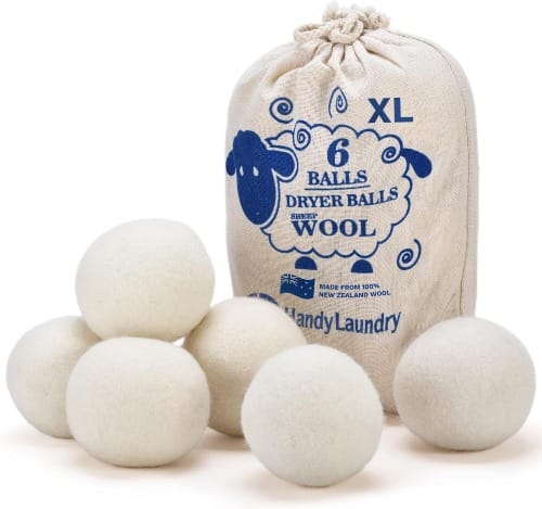 Wool Dryer Balls - Natural Fabric Softener, Reusable, Reduces Clothing Wrinkles and Saves Drying Time. Alternative to Plastic Balls and Liquid Softener.