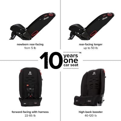 Diono Radian 3R configurations, 10 years, one car seat