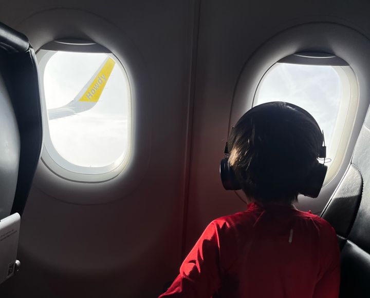 Looking out a window of airplane on Spirit Airlines