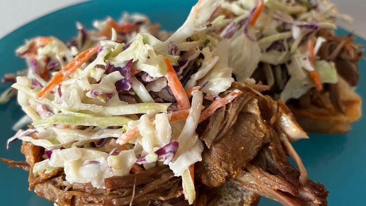 Pressure Cooker Pulled Pork Sandwiches with Cole Slaw