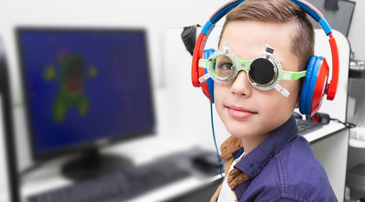 Boy receives hardware treatment for amblyopia. Retina stimulator.